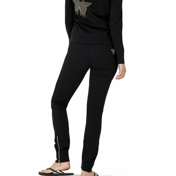 BCBG MAXAZRIA, Rhinestone Butterfly Hoodie & Pant Set  Black - Picture 2 of 11